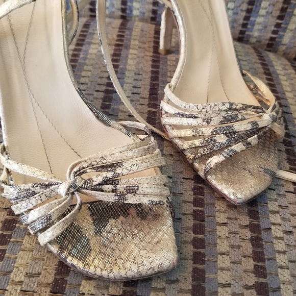 Kate Spade gold shimmery snake ankle wrap heels - Picture 6 of 8